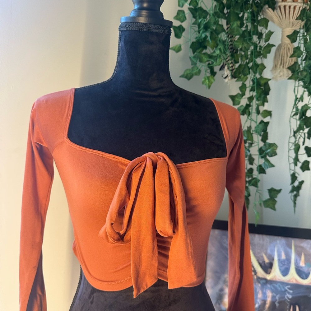 Rust Tie-Front Crop Top 🍂